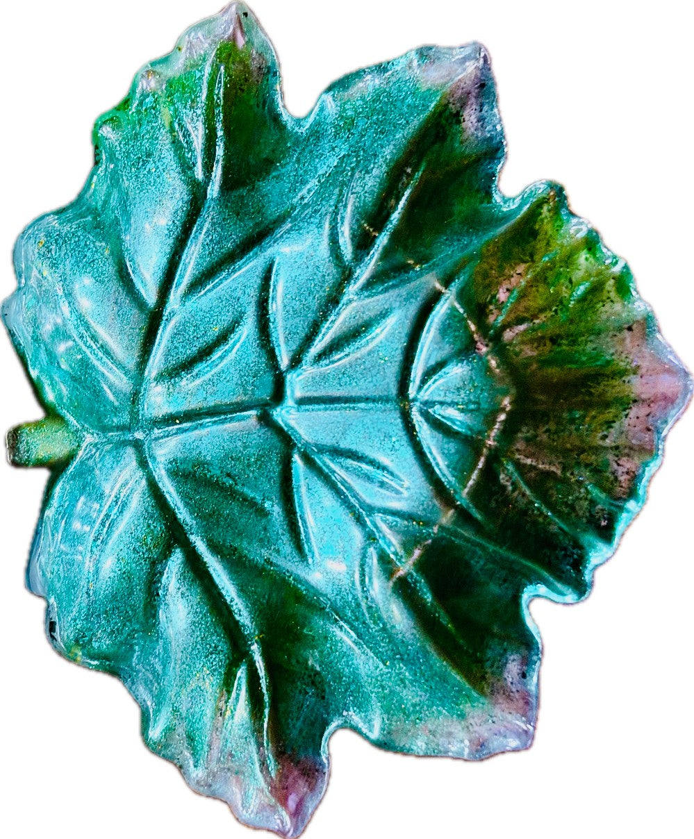 Resin Maple Leaf Tray, Green|3121