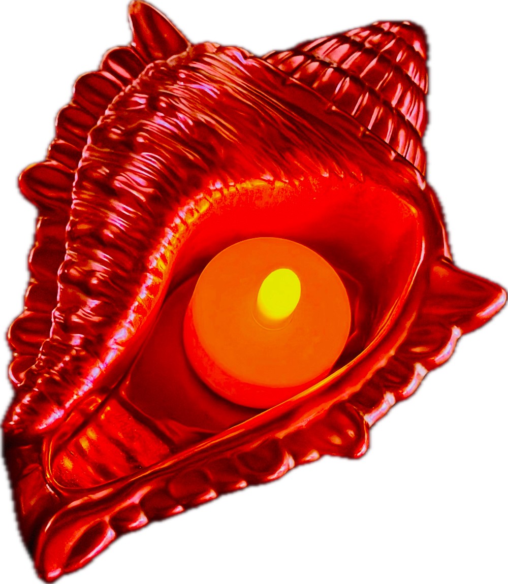 Resin Shell Planter Red Chrome|3058