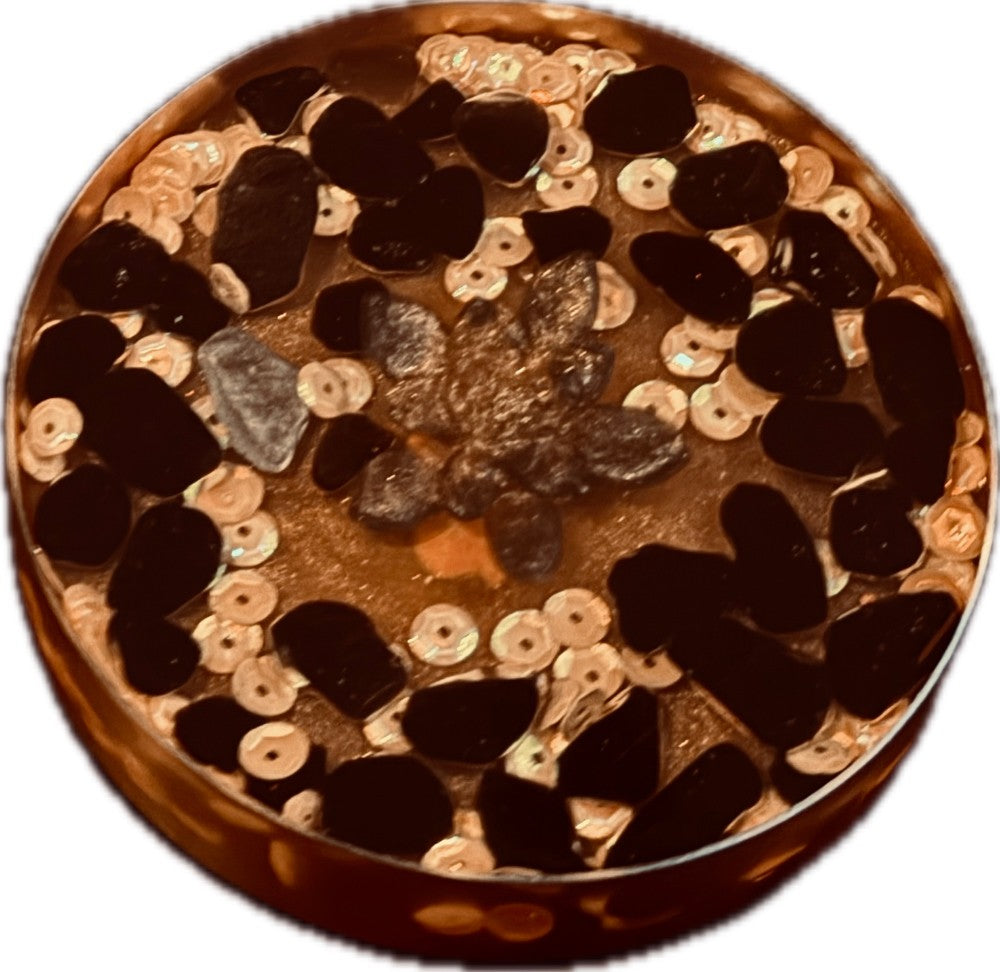 Resin Coaster, Metallic Copper, set of 2 with Holder|3076