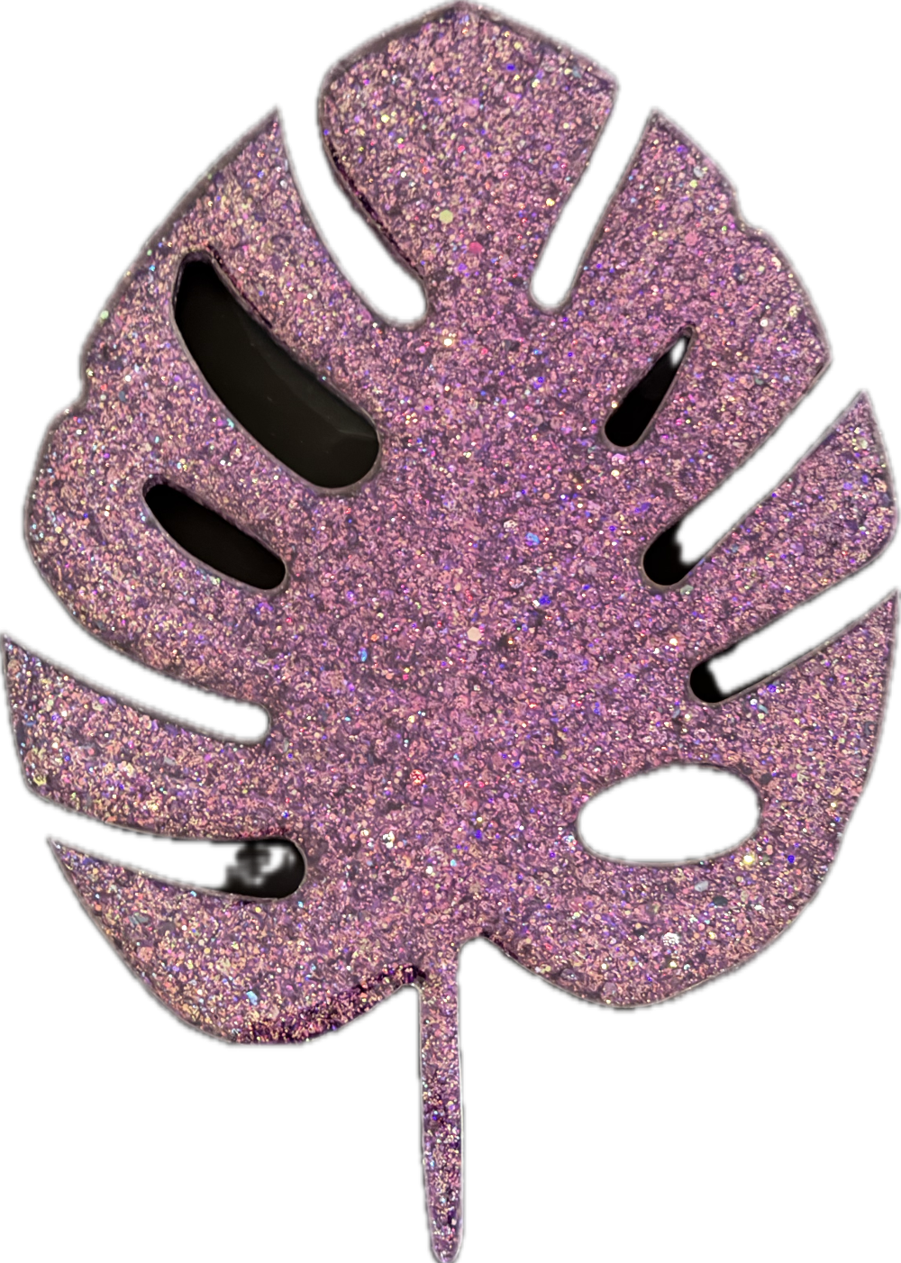 Resin Monstera Leaf, Pink Chameleon Glitter with Stand|3099