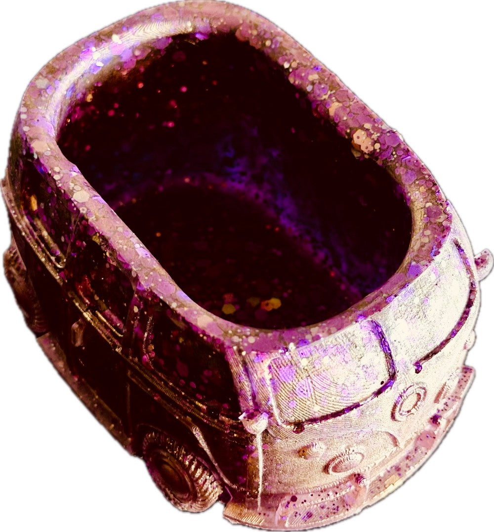 Resin VW Van Succulent Planter Pink Glitter|3047