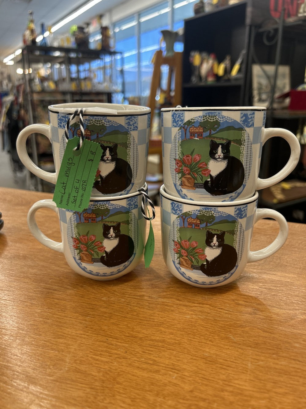 Tienshan Stoneware Cat Mugs Set of 4|3830