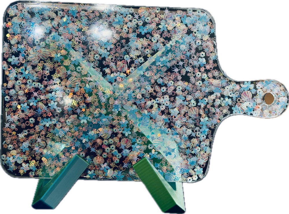 Blue Sparkle Charcuterie Board with Stand|2987