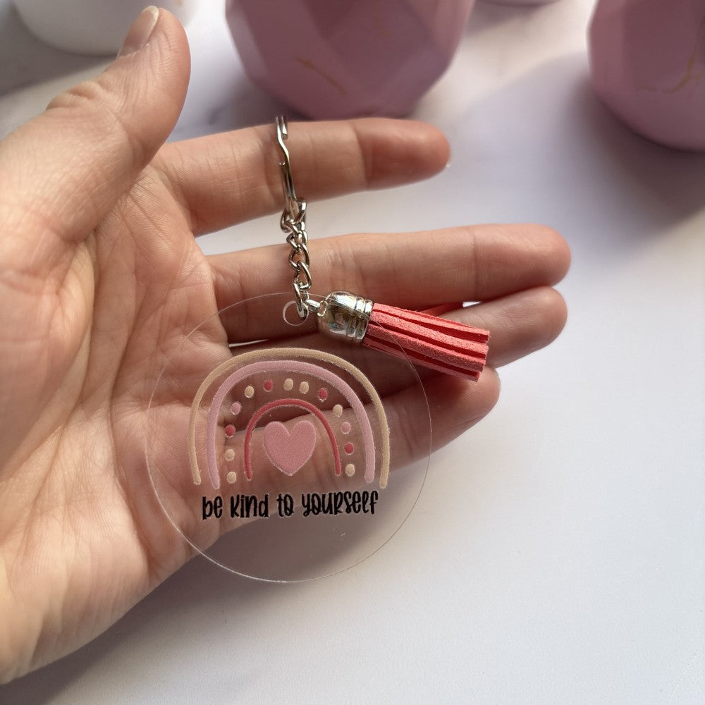 Be Kind to Yourself Boho Keychain Coral|2613