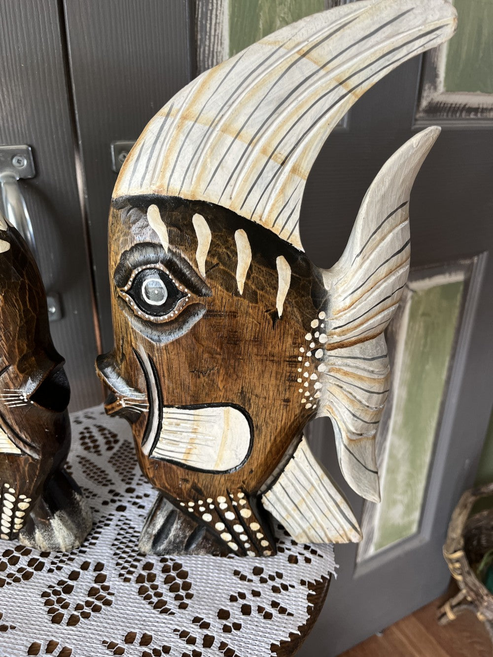 Vtg-Handcarved/painted FishFolkArt|2516