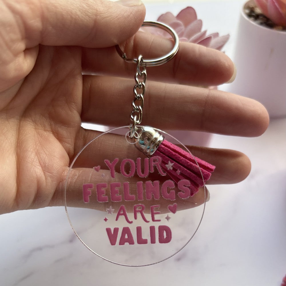 Your Feelings Are Valid Keychain Dark Pink|2624