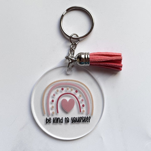 Be Kind to Yourself Boho Keychain Coral|2612