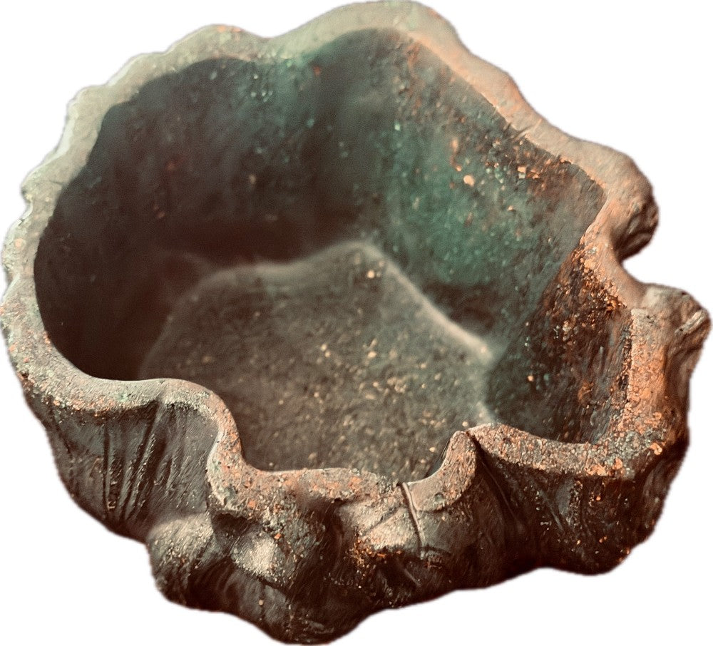 Resin Log Planter, Metallic Green and Copper|3093
