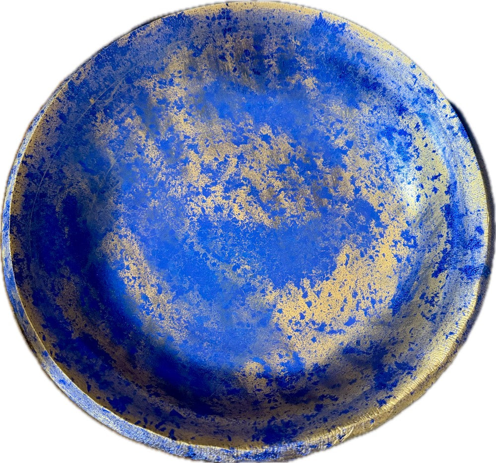 Resin Custom Large Bowl, Blue and Bronze|3133