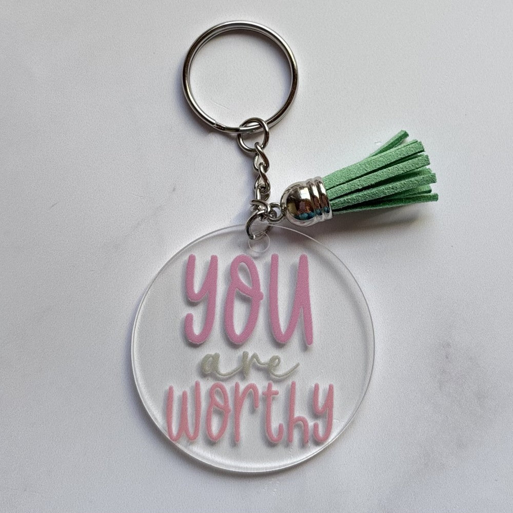 You Are Worthy Keychain Green|2600