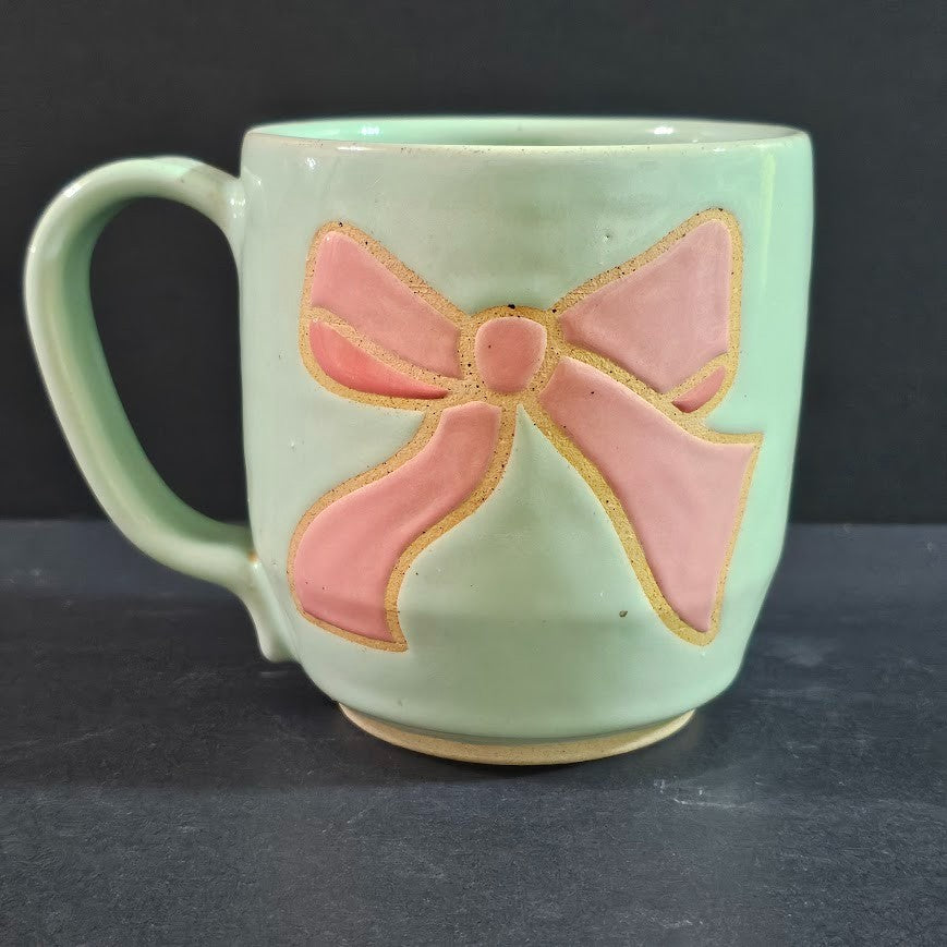 Aqua Mug with Large Pink Bow|2860