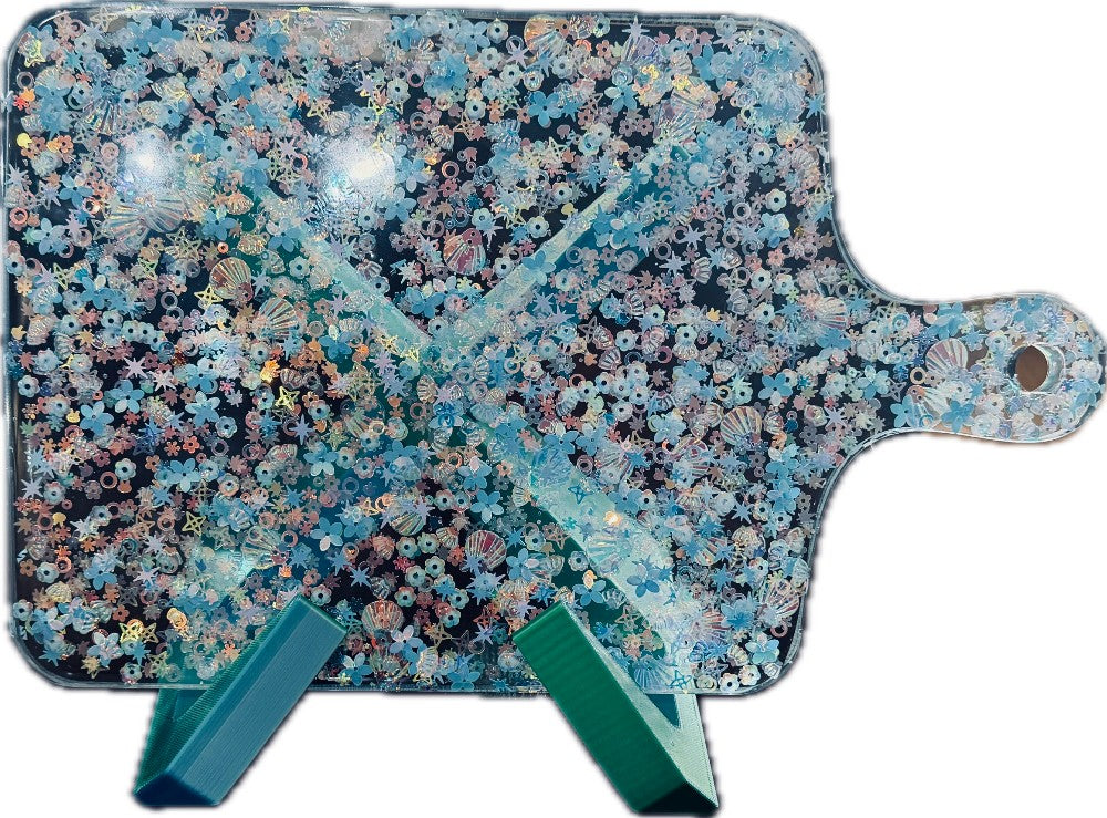 Blue Sparkle Charcuterie Board with Stand|2986