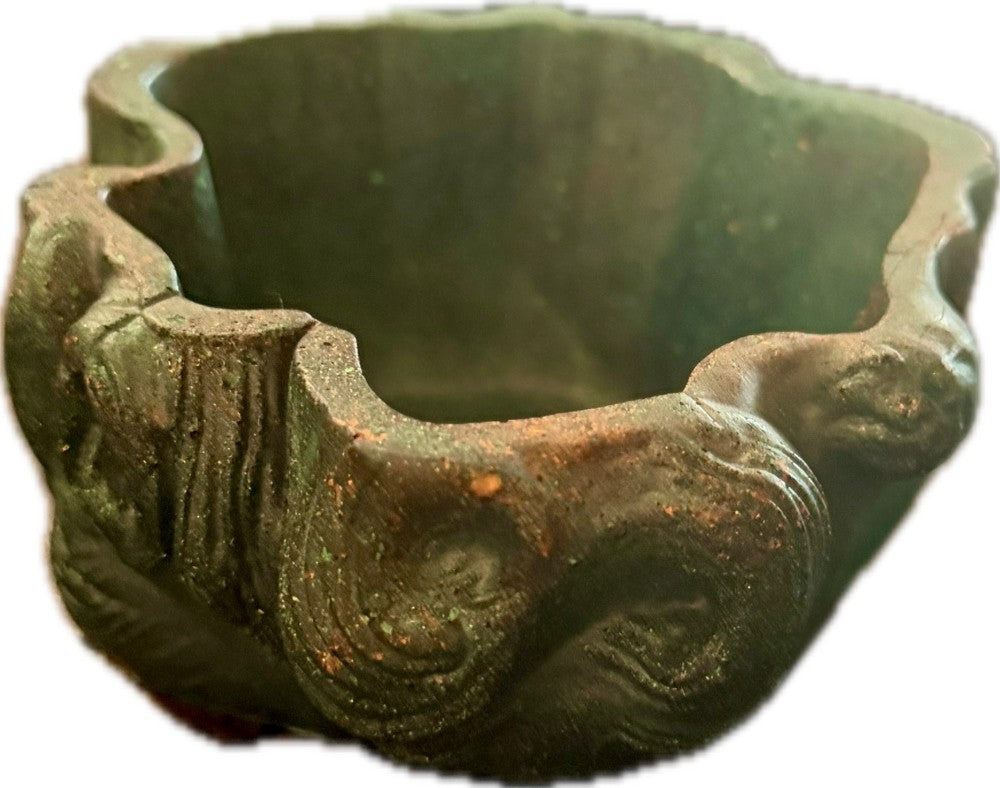 Resin Log Planter, Metallic Green and Copper|3090