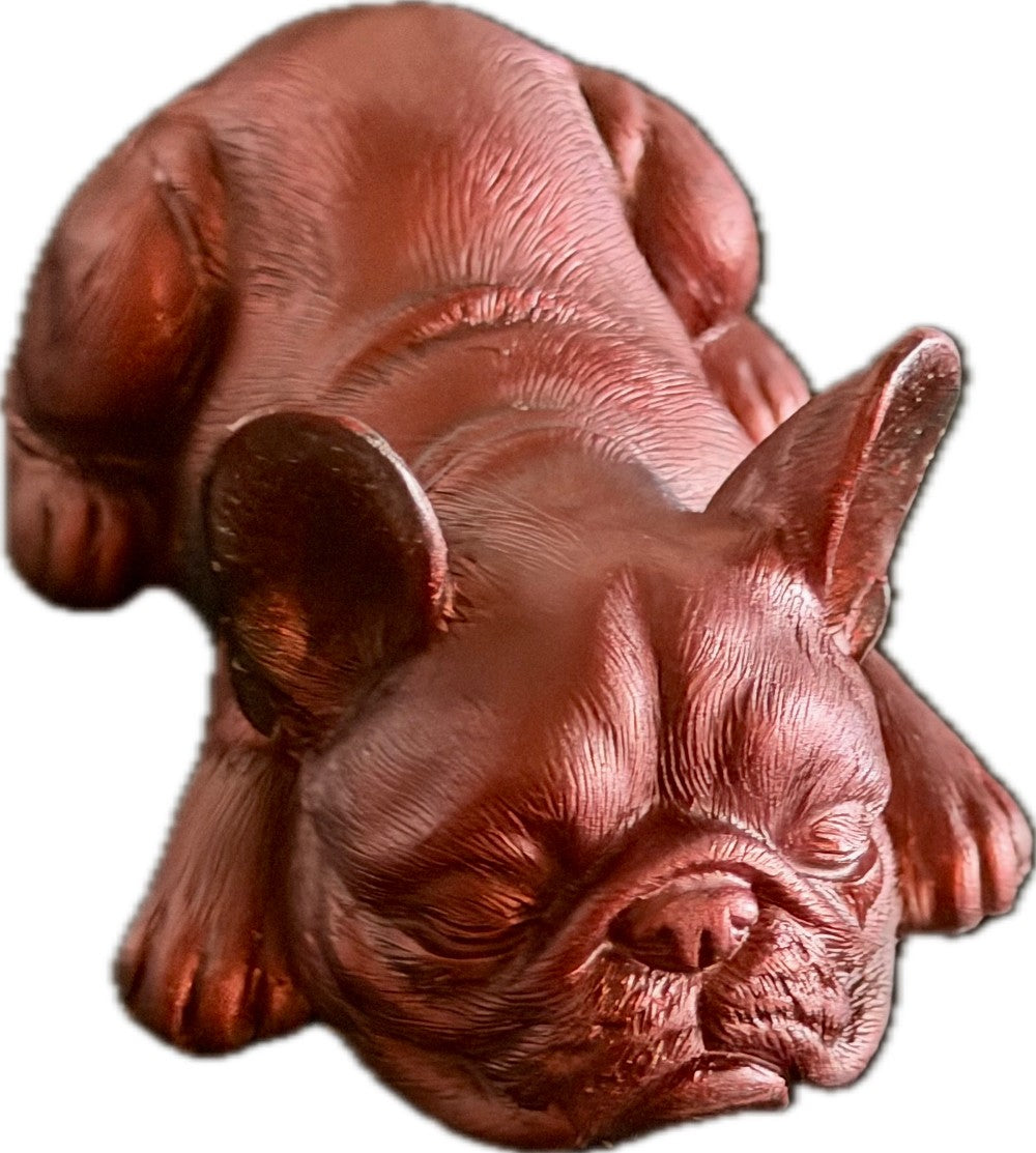 Resin French Bulldog Laying Down, Metallic Red|3151