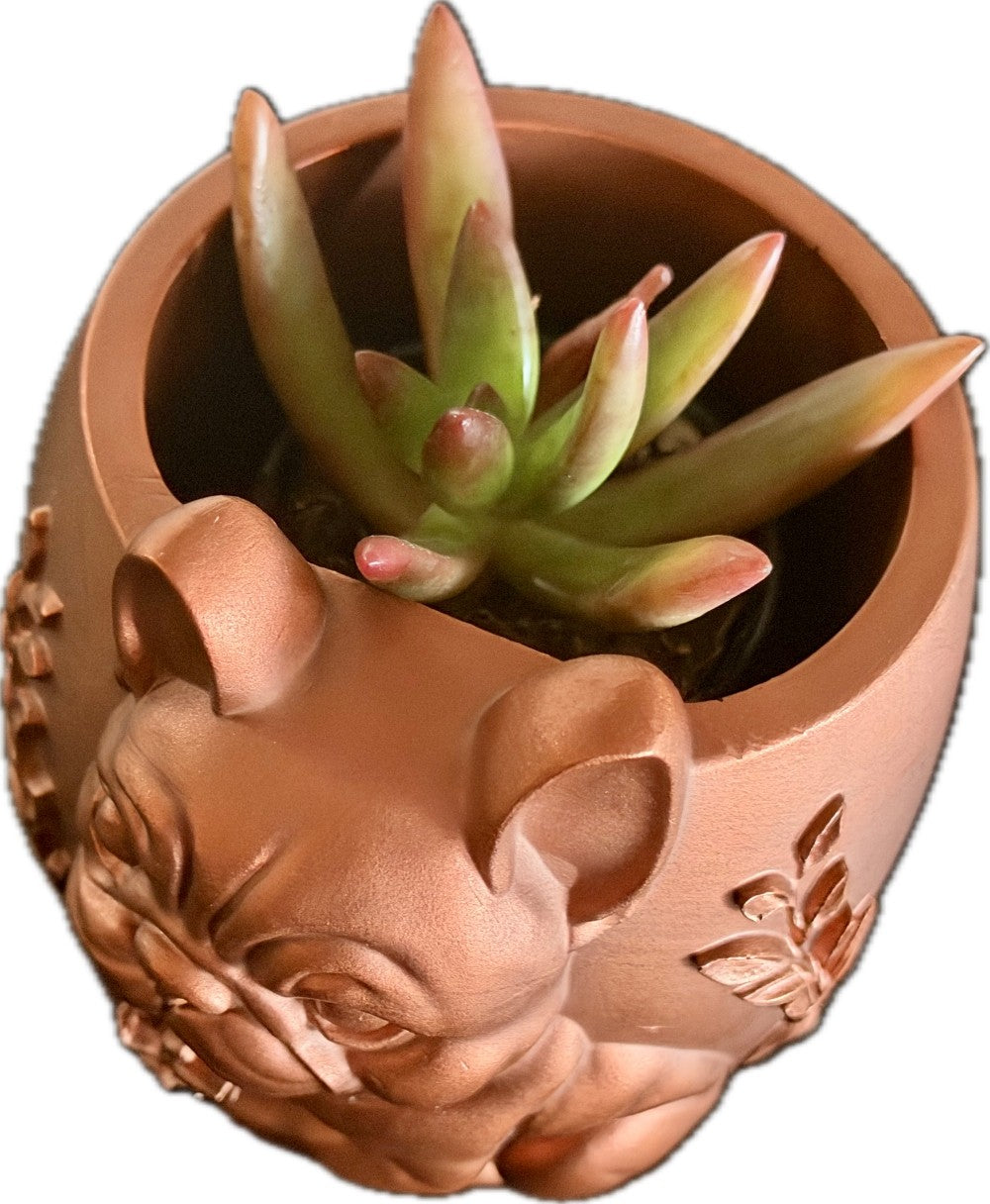 Resin French Bulldog Planter/Pen Holder, Bronze|3142