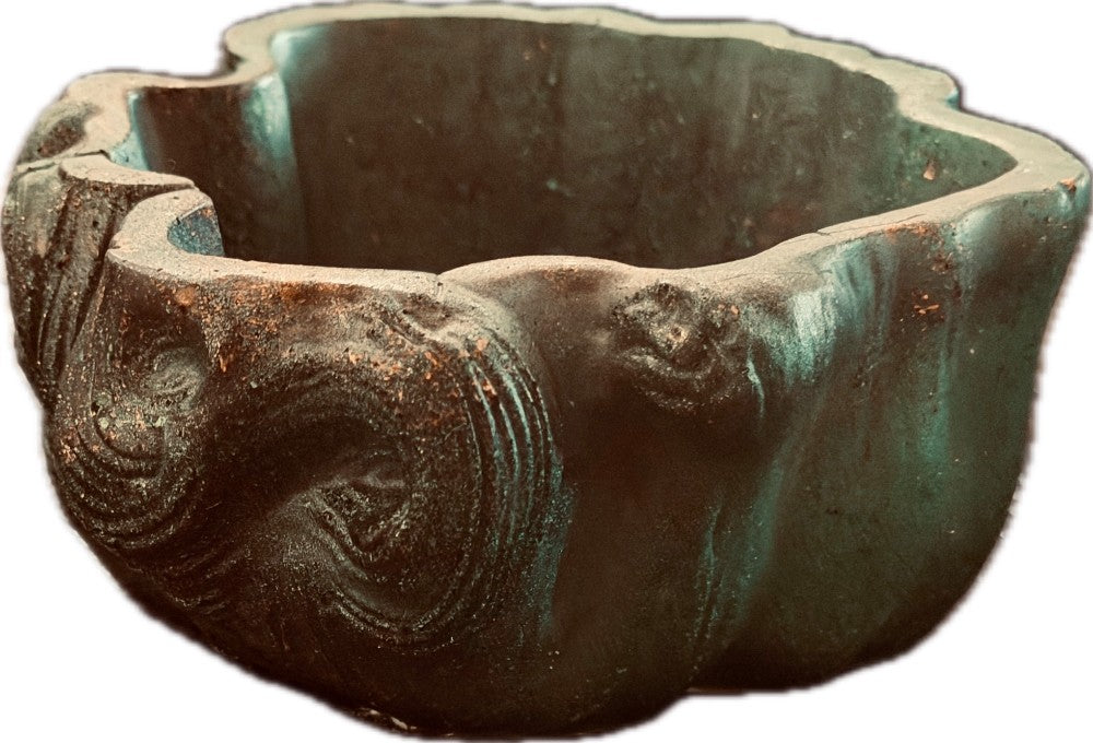 Resin Log Planter, Metallic Green and Copper|3092