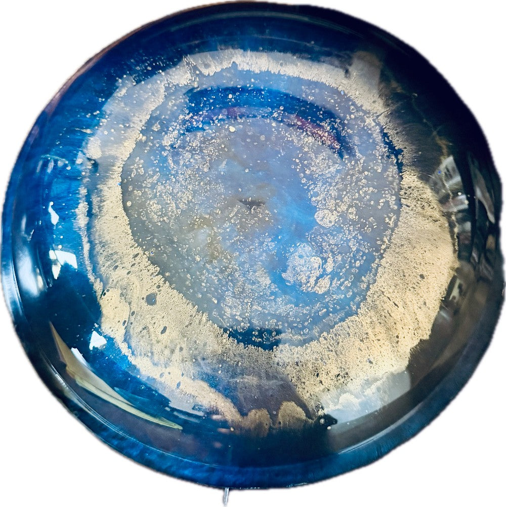 Resin Custom Large Bowl, Blue and Bronze|3134