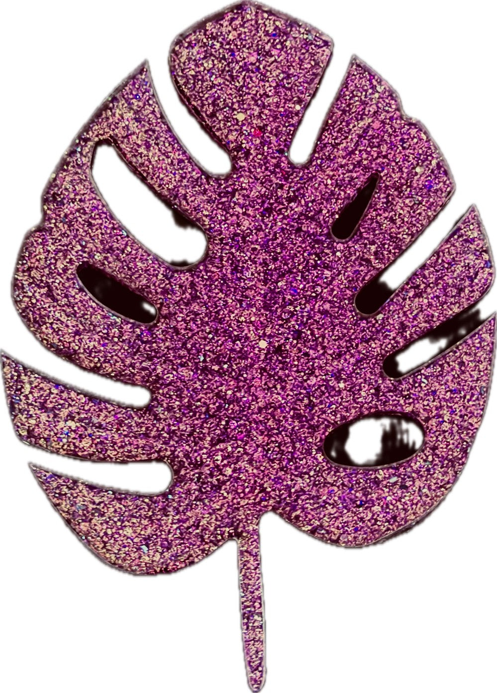 Resin Monstera Leaf, Pink Chameleon Glitter with Stand|3098