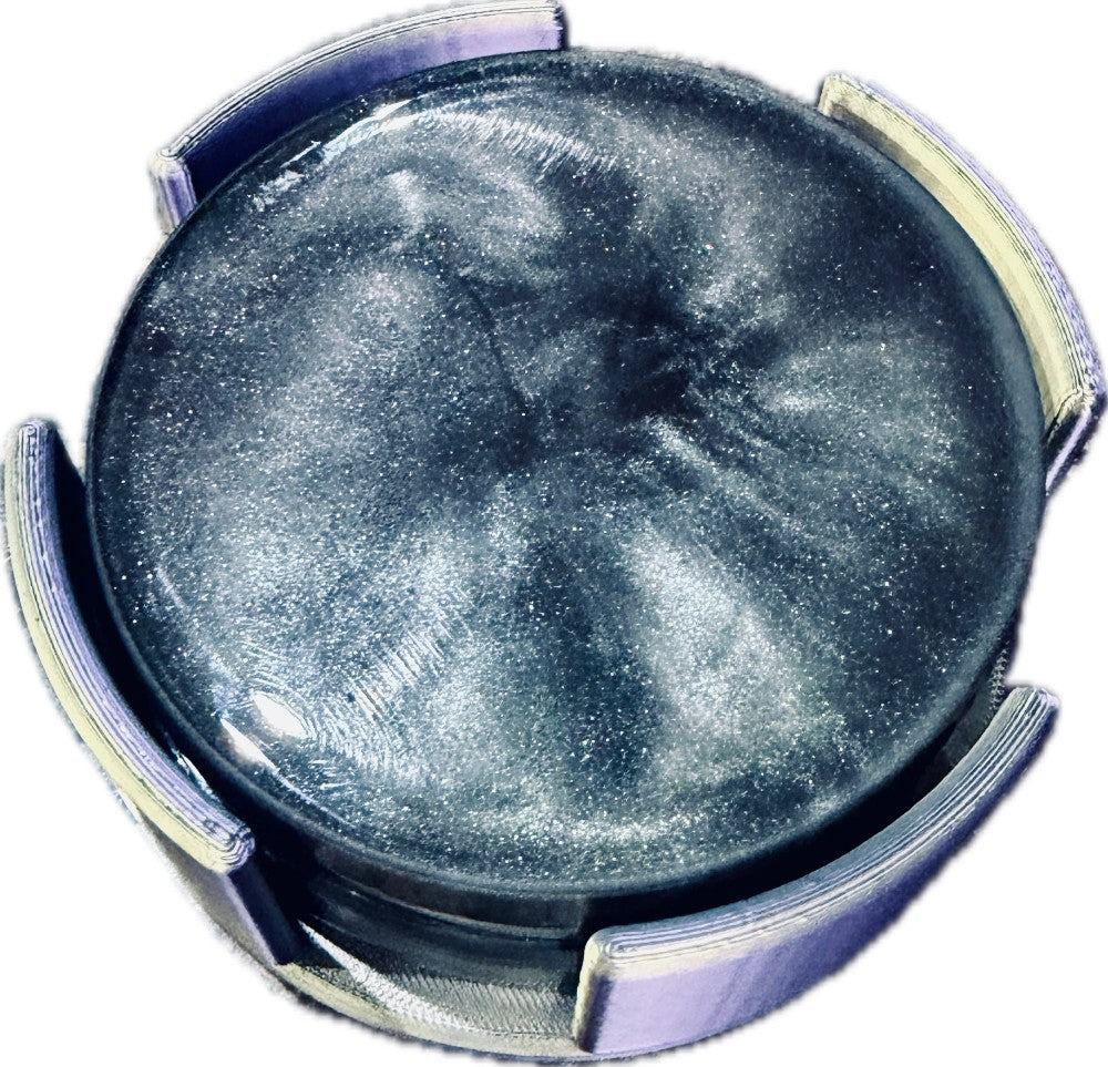 Resin Coaster, Chameleon Black set of 2 with Holder|3071