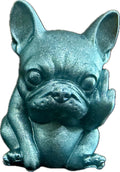 Resin French Bulldog Salute, Blue Metallic|3162