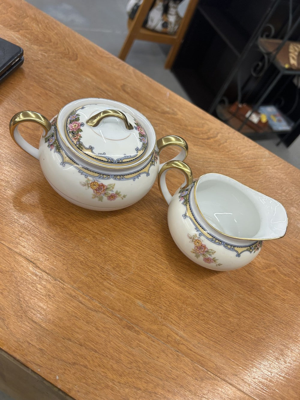 c. 1920s-1940s Noritake Sugar Bowl and Creamer|3834