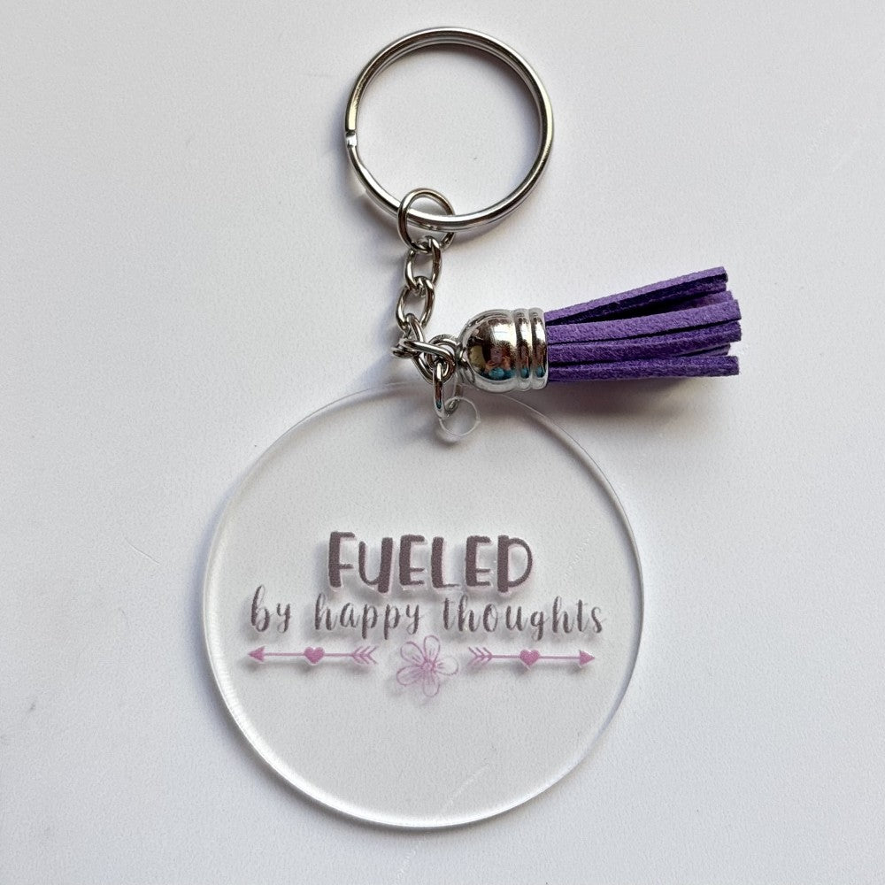 Fueled by Happy Thoughts Keychain Dark Purple|2601