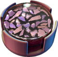 Resin Coaster, Pink Chrome set of 2 with Holder|3068
